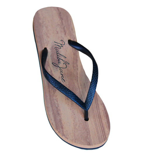 HUNTINGTON FLIP FLOPS WOOD BLACK