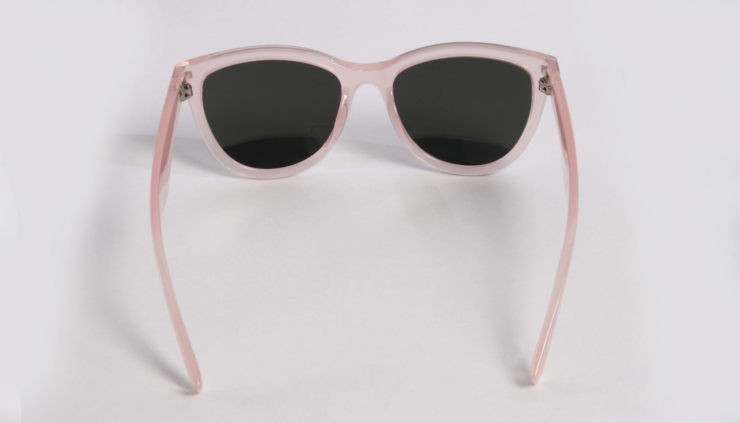 NEWPORT PINK MODERN CAT EYE SUNGLASS WITH GREEN MIRRORED LENSES