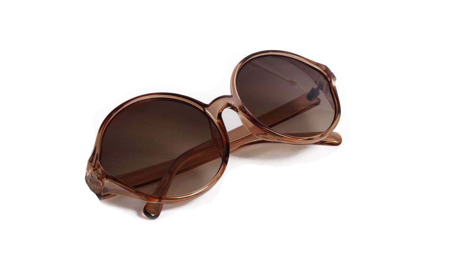 JALAMA BROWN RETRO ROUND SUNGLASS WITH BROWN LENSES