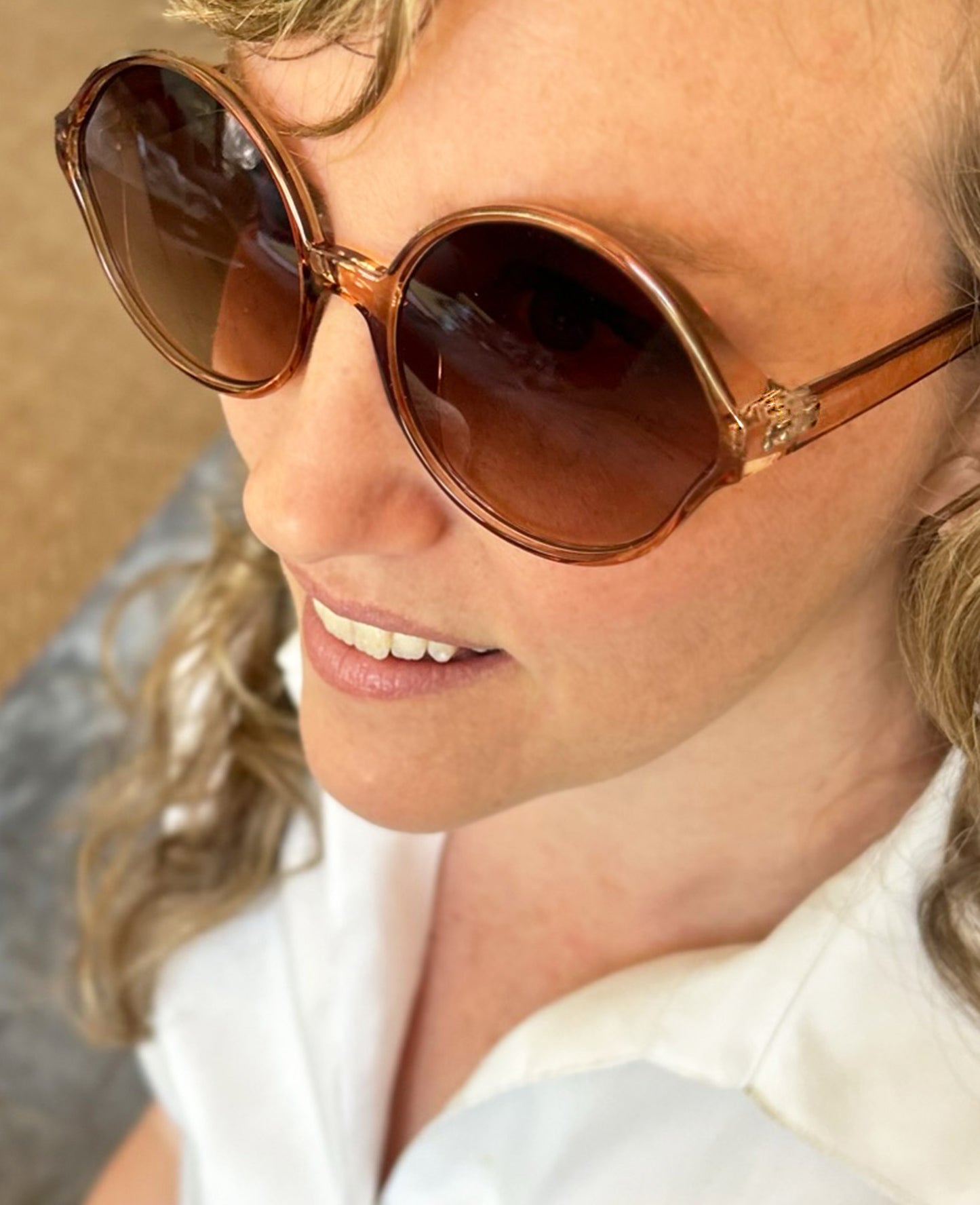 JALAMA BROWN RETRO ROUND SUNGLASS WITH BROWN LENSES