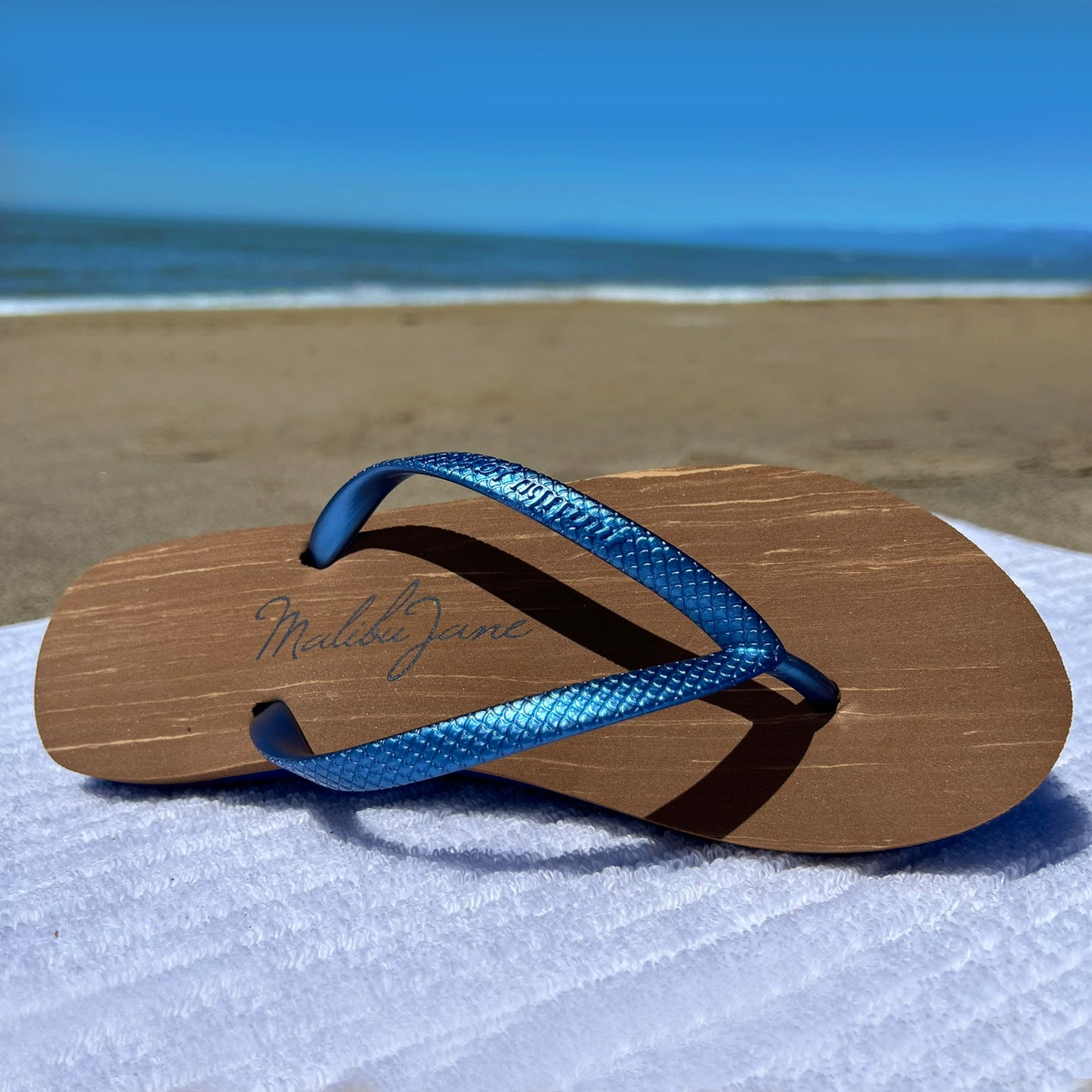 HUNTINGTON FLIP FLOPS WOOD NAVY