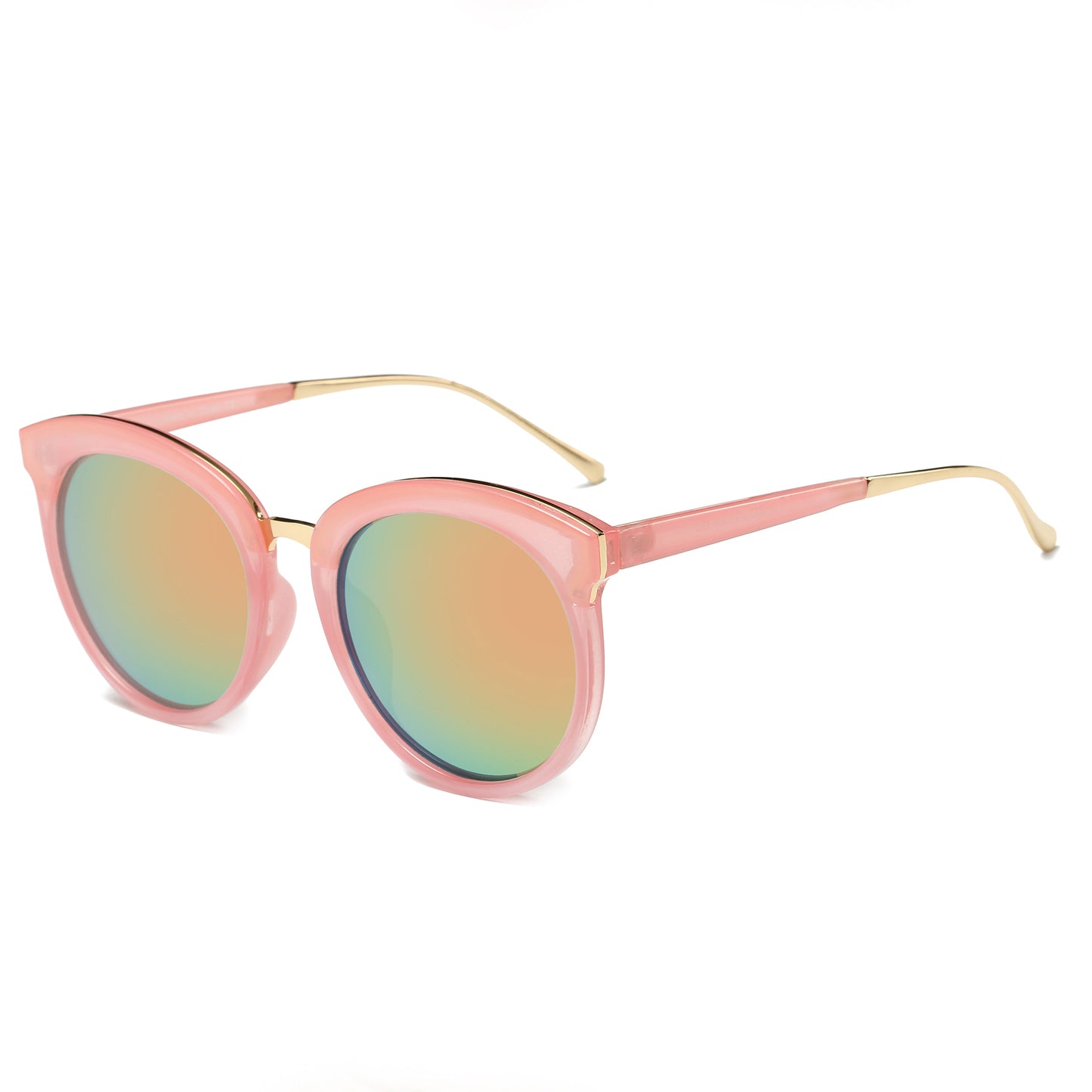 LAGUNA SUNGLASS IN PINK WITH PINK TO ORANGE MIRROR LENSES